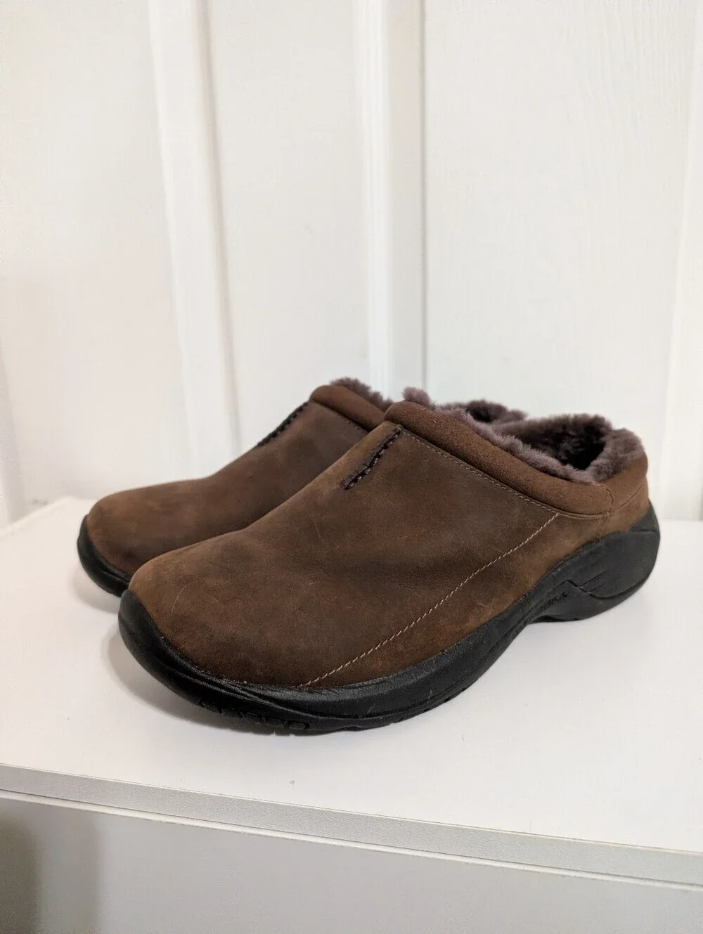 Merrell Men's Shoes Encore Chill 2 Faux Fur Lined Leather Moccasins Brown Size 8